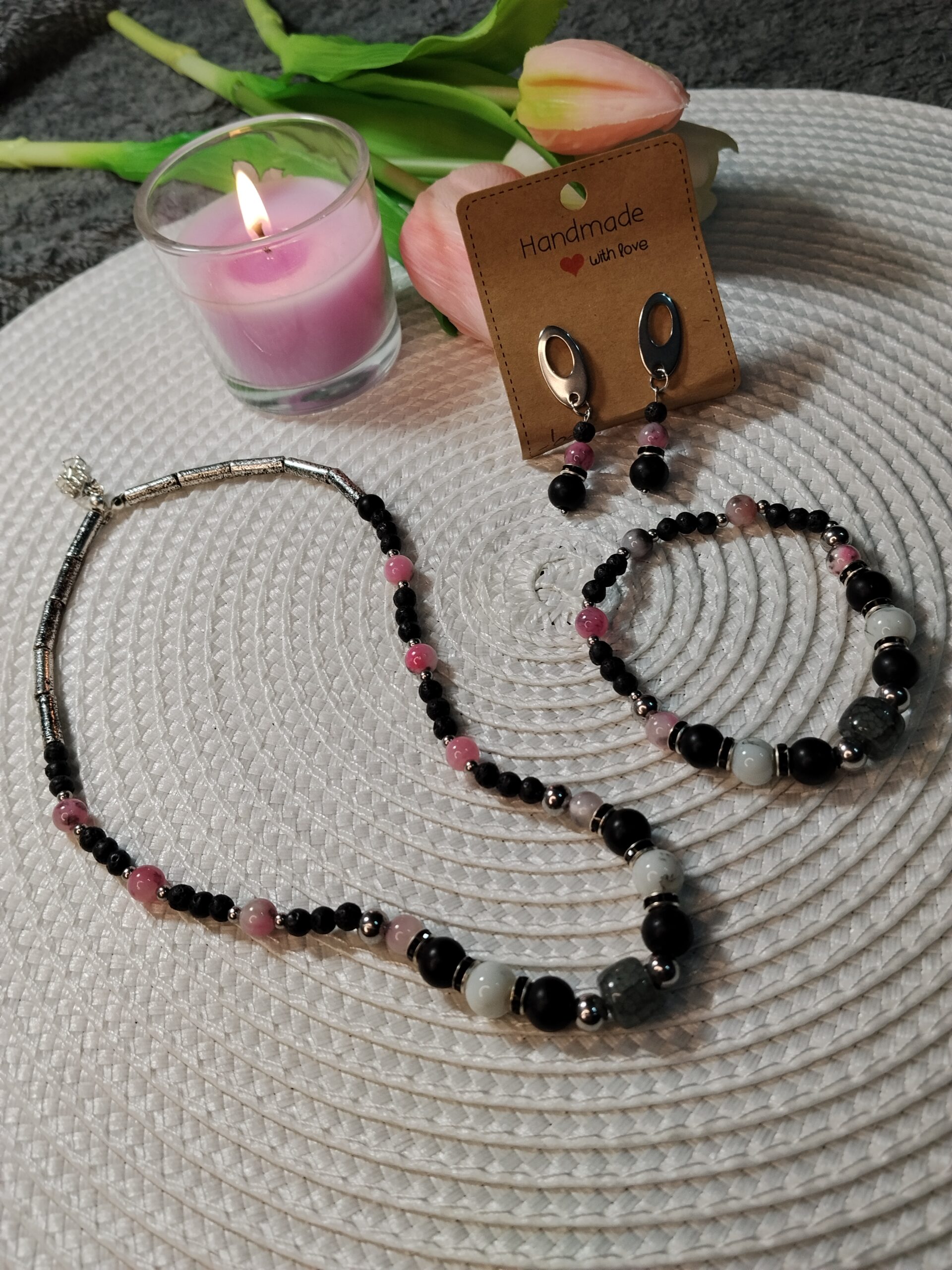 zestaw chalcedon agat jadeit
